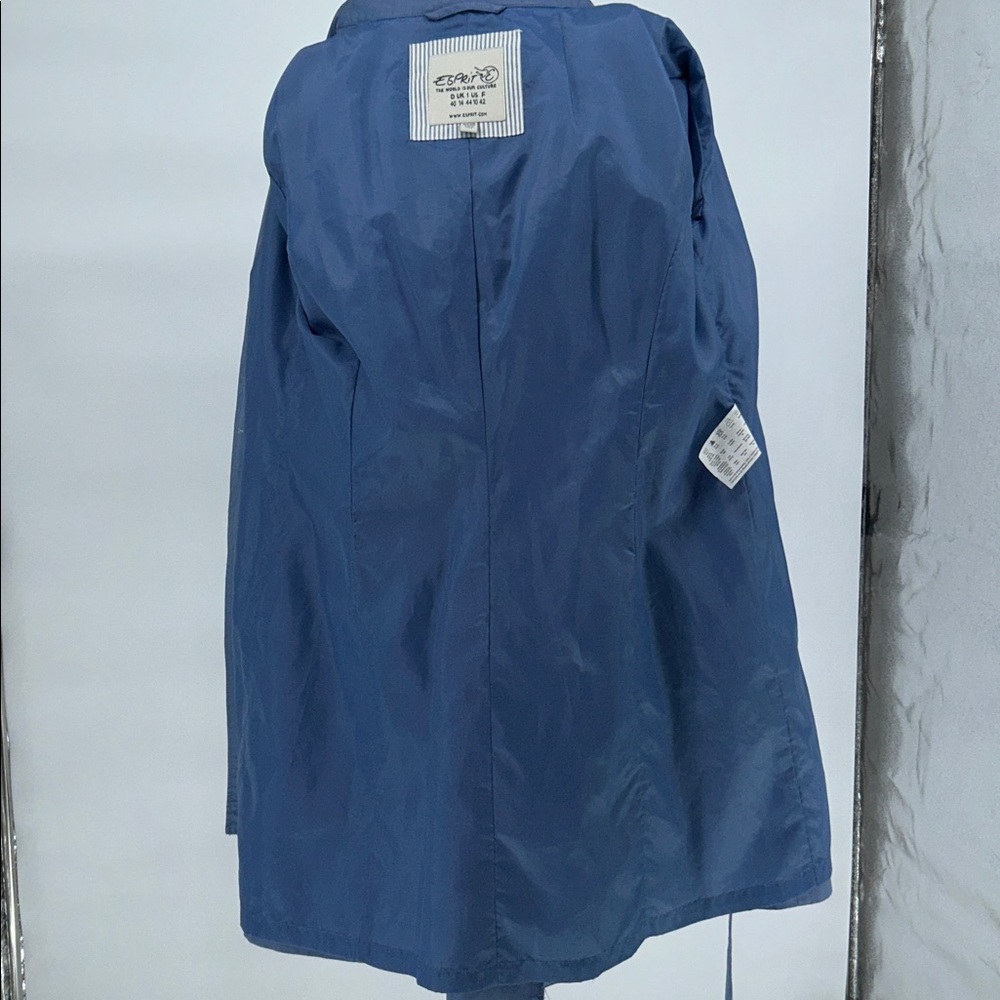 Esprit Blue Trench Coat Womens US 10 Belted Double Breasted Cotton - Picture 10 of 13